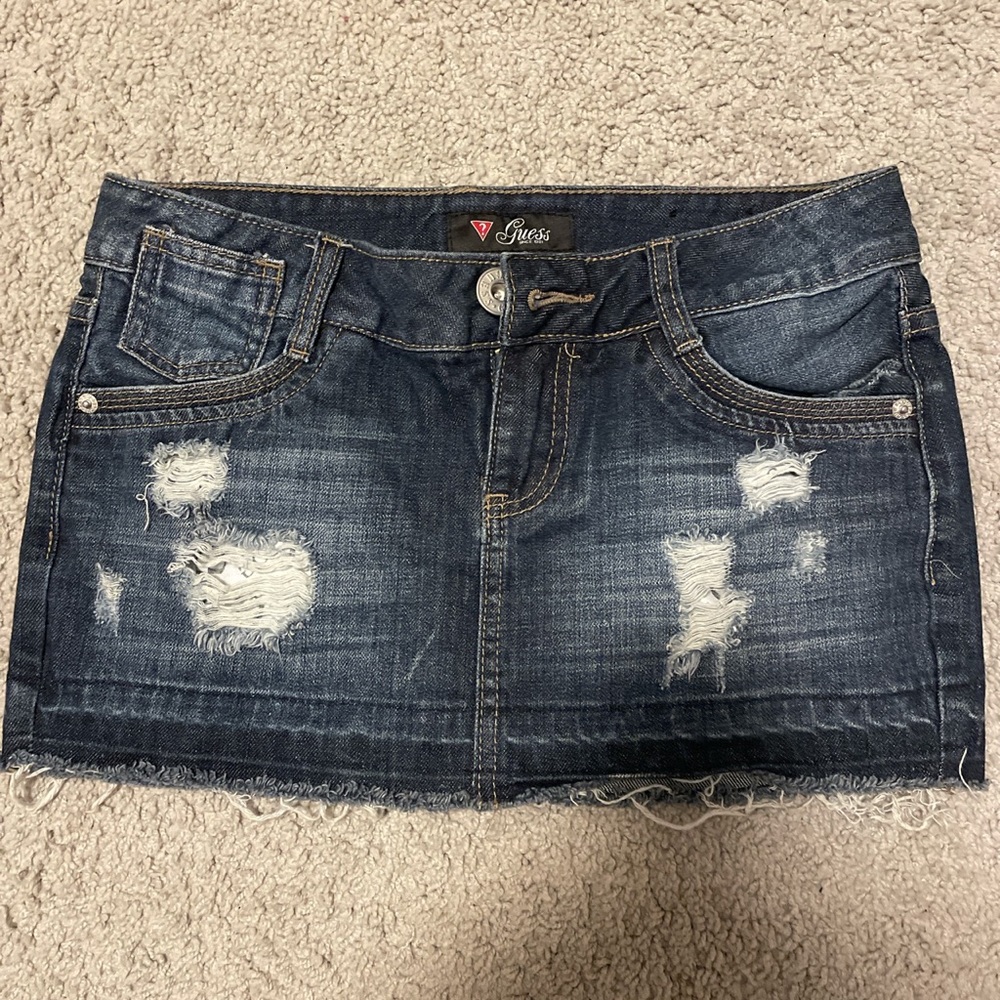 Guess Denim Ripped Mini Skirt